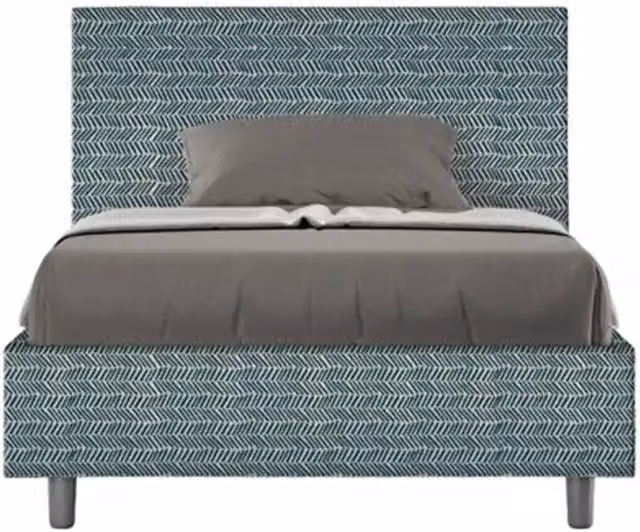 Letto una piazza e mezza senza rete imbottito 120x190 tessuto Aragona 8 blu Adele