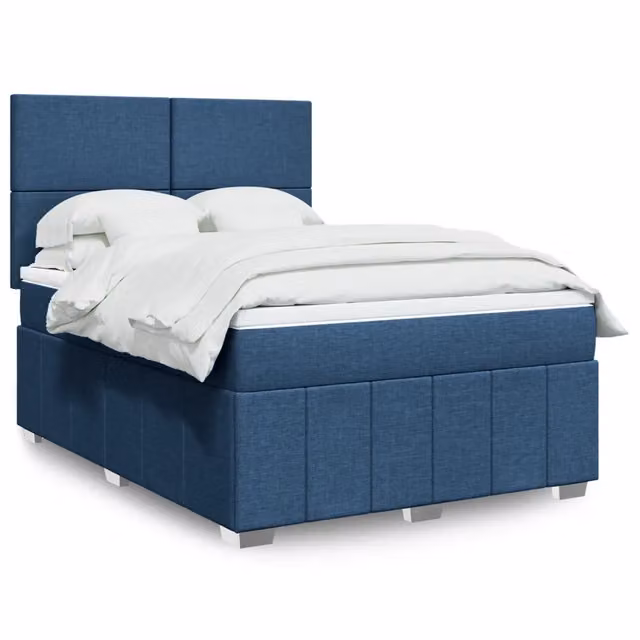 Letto Ibrido vidaXL con Giroletto a Molle e Materasso Blu e Bianco L/P: 140 x 200 cm