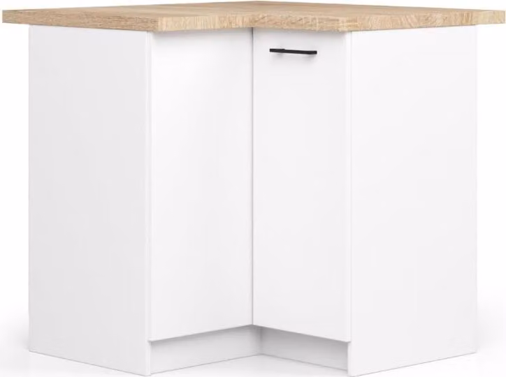 BDW - Mobile da cucina - Mobile da cucina ad angolo, piano di lavoro, bianco, 90cm