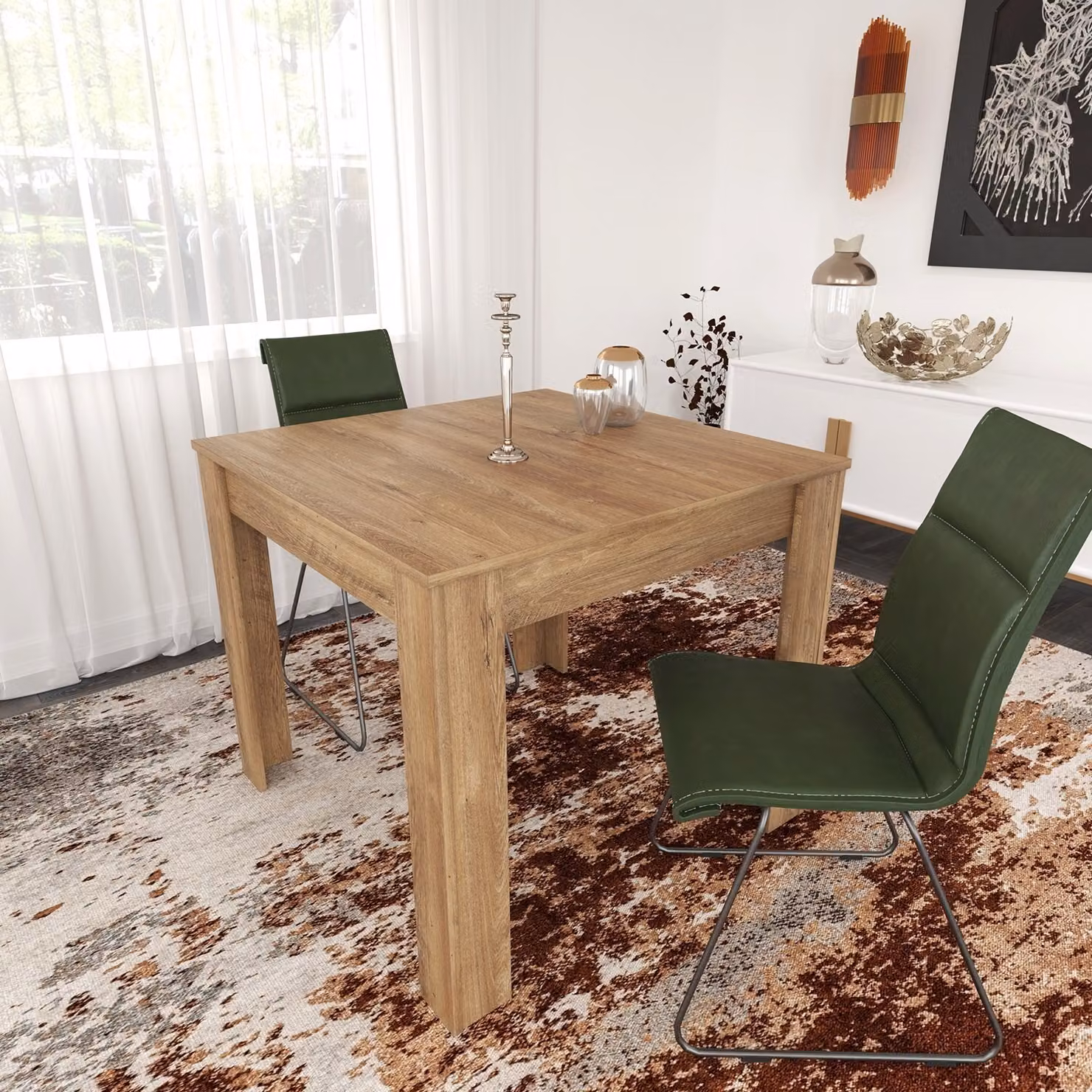 Skye Decor, Single 90 - Caucasian, Oak, Tavolo da pranzo, Rovere, 100% PANNELLI DI PARTICELLE RIVESTITI IN MELAMMINA, 90 x 90 x 78 cm
