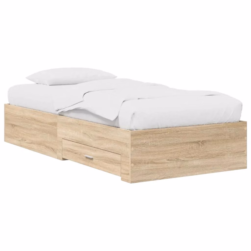 Struttura letto con cassetti vidaXL in legno ingegnerizzato stile rustico colore rovere marrone – 2