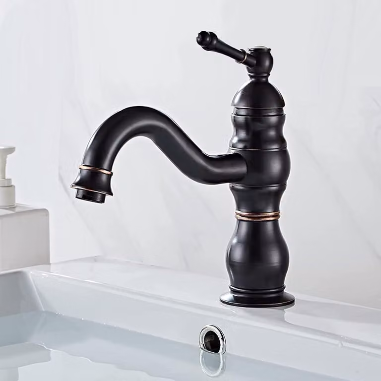 miscelatore per lavabo girevole a 360° in ottone nero opaco standard UE - miscelatore monocomando per bagno