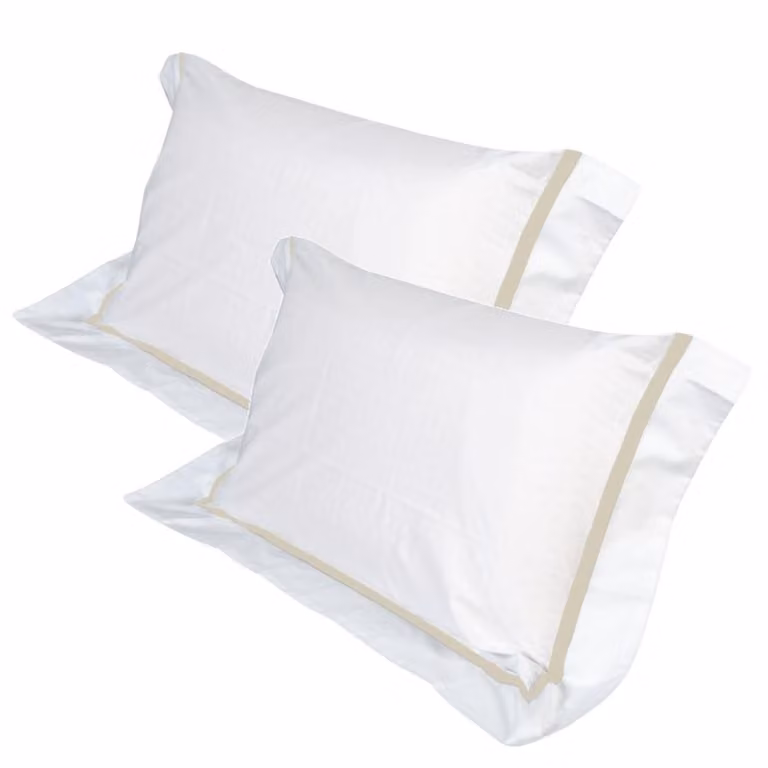 Coppia Cuscini con Elegante Federa Bianca e Beige Dalì 18 cm