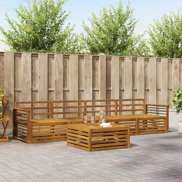 Set di divani da esterno 5 pz Naturale Legno di Acacia Massello 3372989