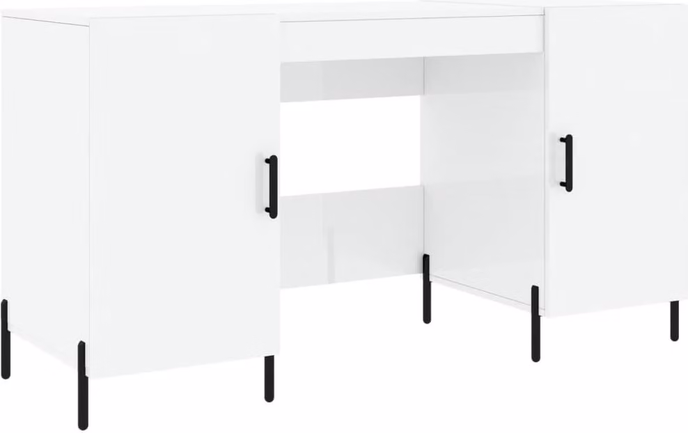 Scrivania Bianco Lucido 140x50x75 cm in Legno Multistrato