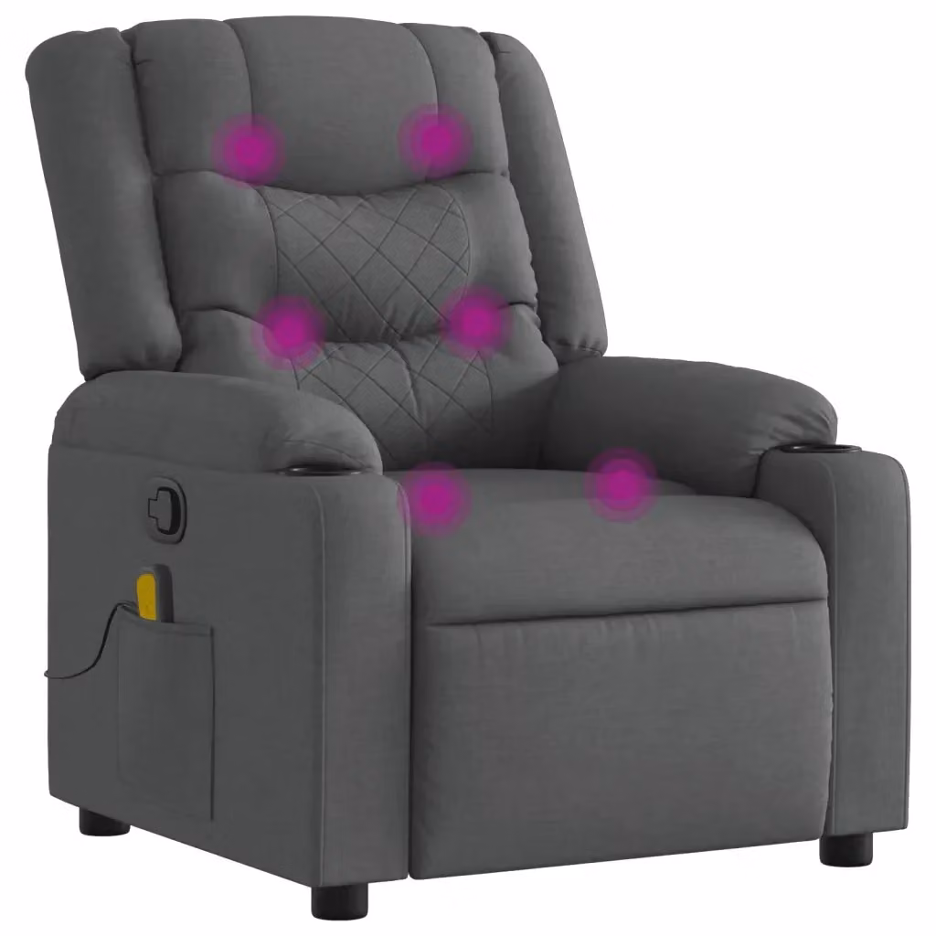 Poltrona reclinabile relax vidaXL in tessuto grigio con braccioli e leva manuale – 2