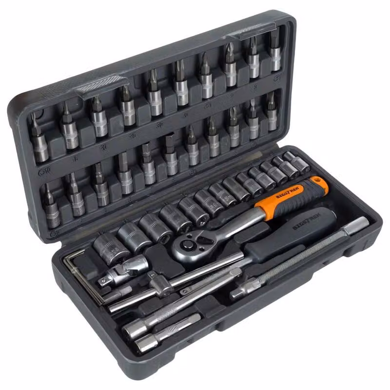 Set di utensili Bigstretch, 46 pezzi, valigetta porta attrezzi, chiavi a bussola da 1/4" TORX