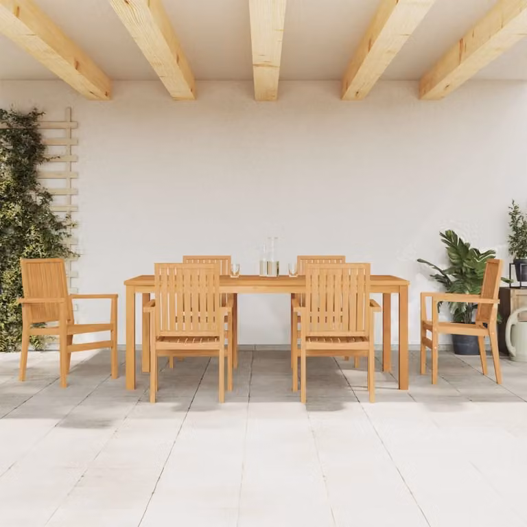Set da pranzo da giardino vidaXL in legno di teak marrone, 7 pezzi
