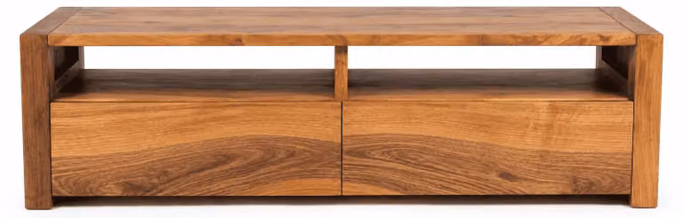 Mobile TV in legno massello, finitura naturale, design senza tempo, mobili per il soggiorno