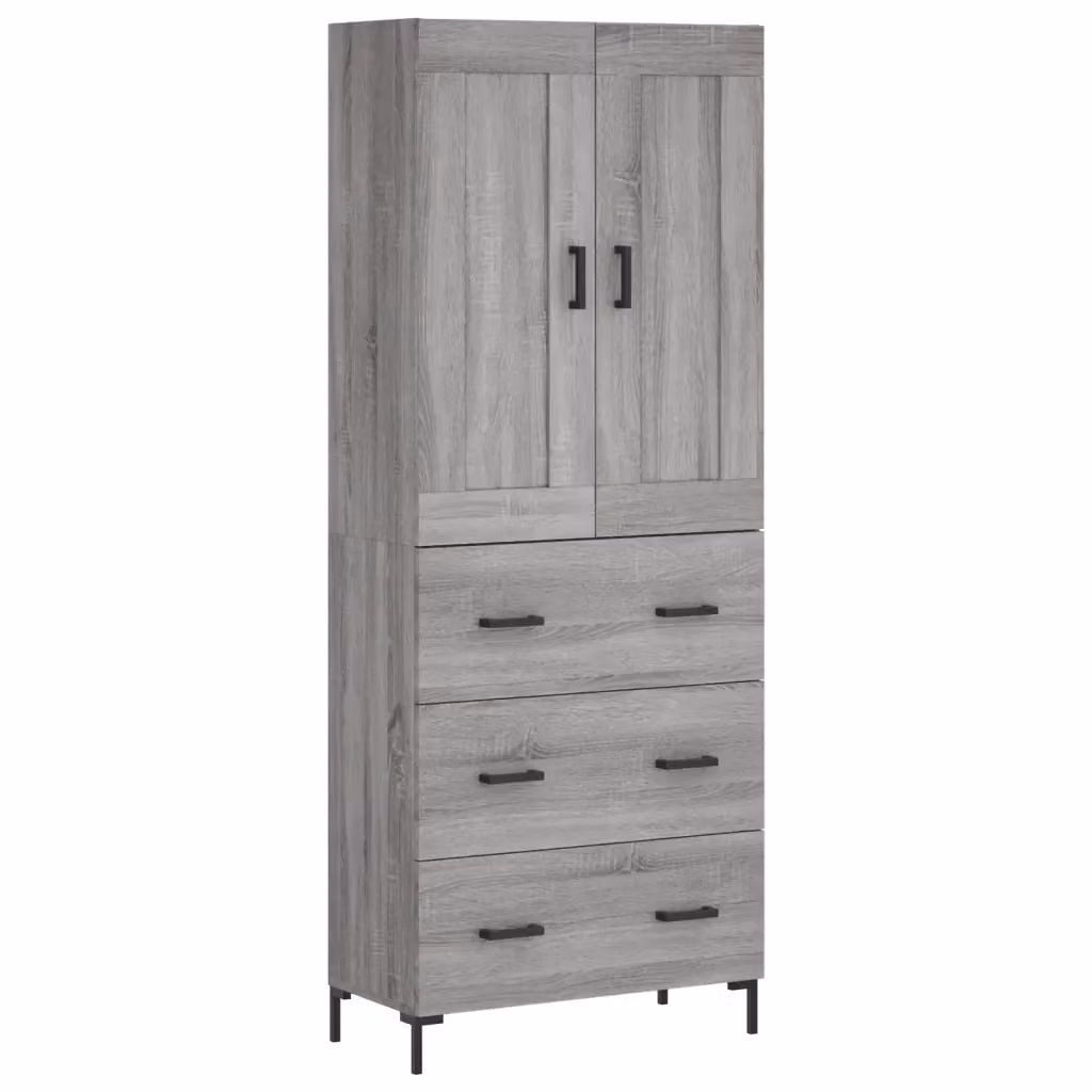 Credenza moderna vidaXL in legno e metallo, Grigio, L: 69,5 cm, P: 34 cm, H: 180 cm – 2