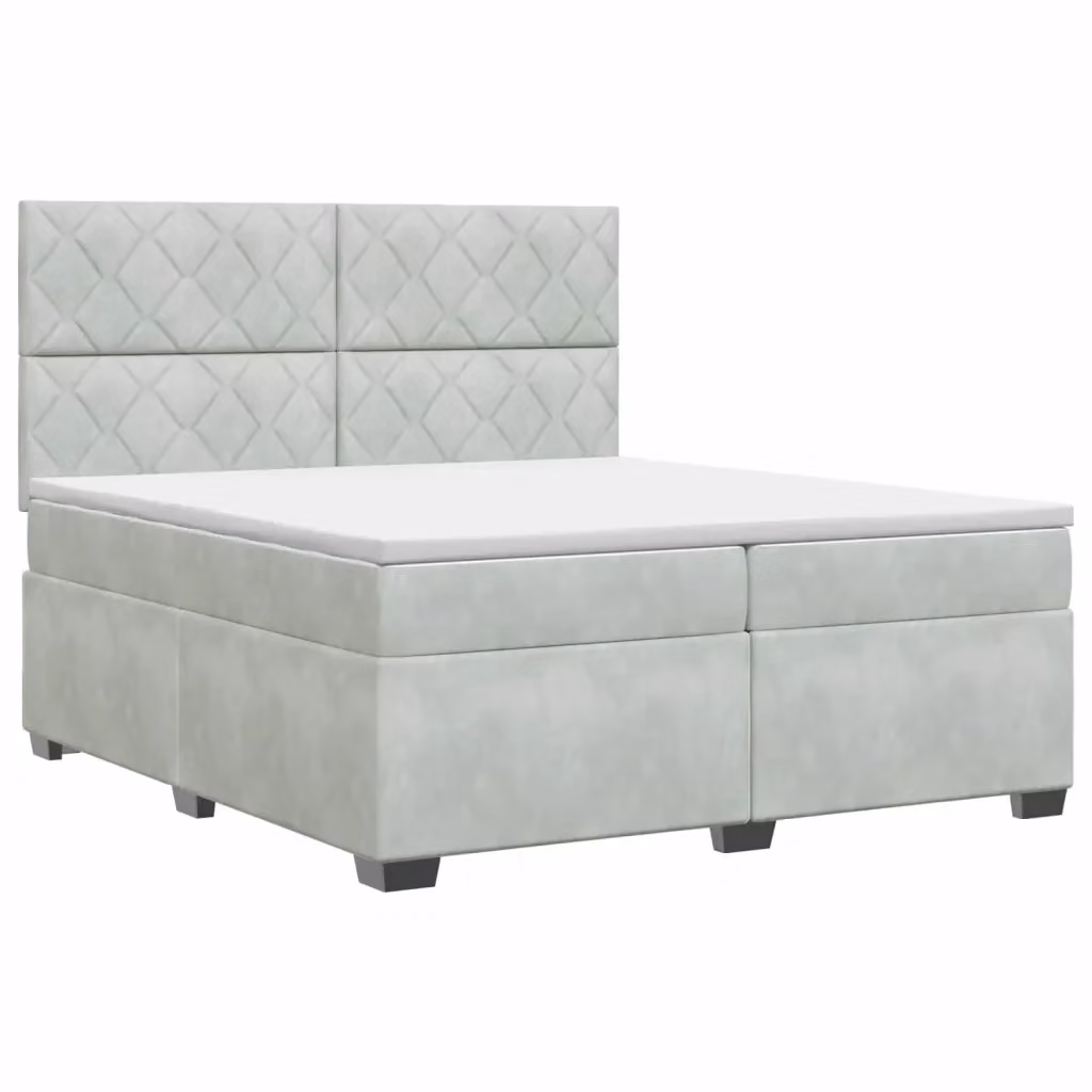 Letto box spring con materasso vidaXL in tessuto grigio e bianco con base a sollevamento L/P/H: 200 x 200 x 140,5 cm – 2