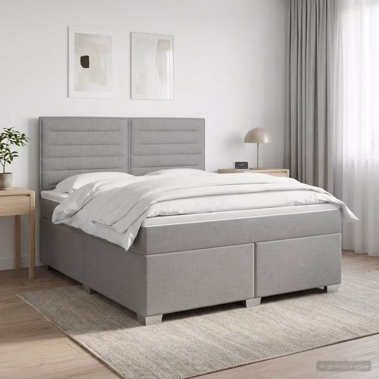 vidaXL Letto box spring con materasso a molle insacchettate Grigio Chiaro L: 140 cm, P: 190 cm