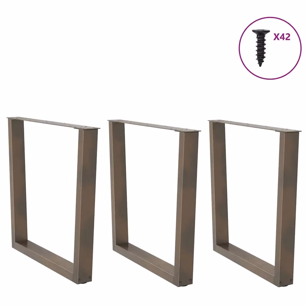 Set di 3 gambe per tavolo da pranzo a forma di V vidaXL in metallo color argento o bronzo opaco, H: 90 cm, H: 72-73,3 cm