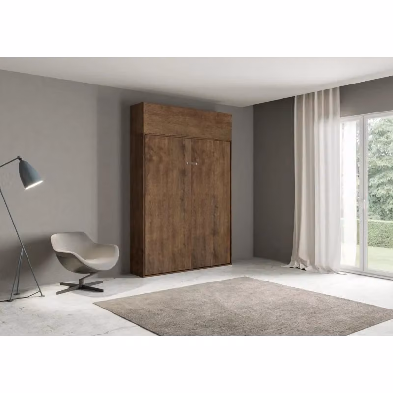 Letto a scomparsa verticale Kentaro Itamoby con pensile vasistas, colore noce/marrone, dimensioni: L 160 x P 200 cm – 2