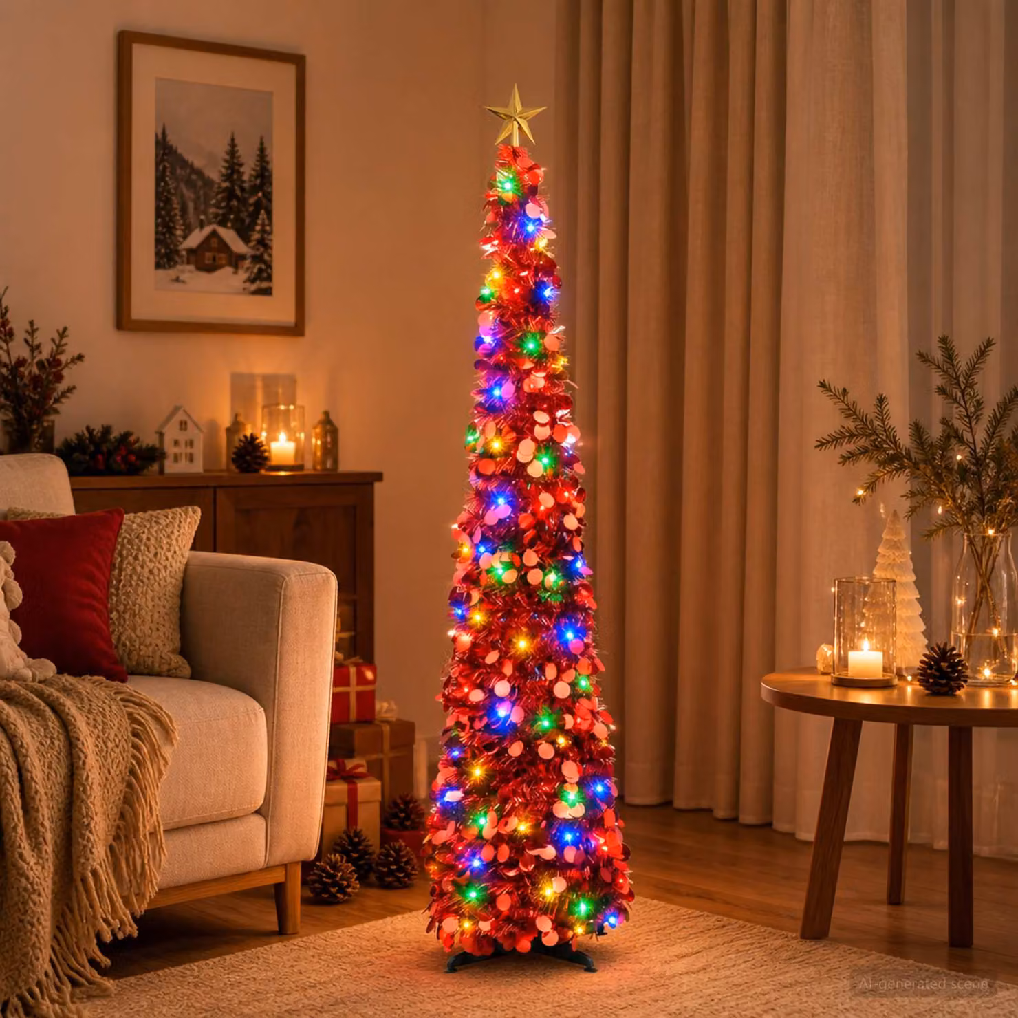 vidaXL Albero di Natale LED pop-up con stella 150 cm 50 LED PET Rosso