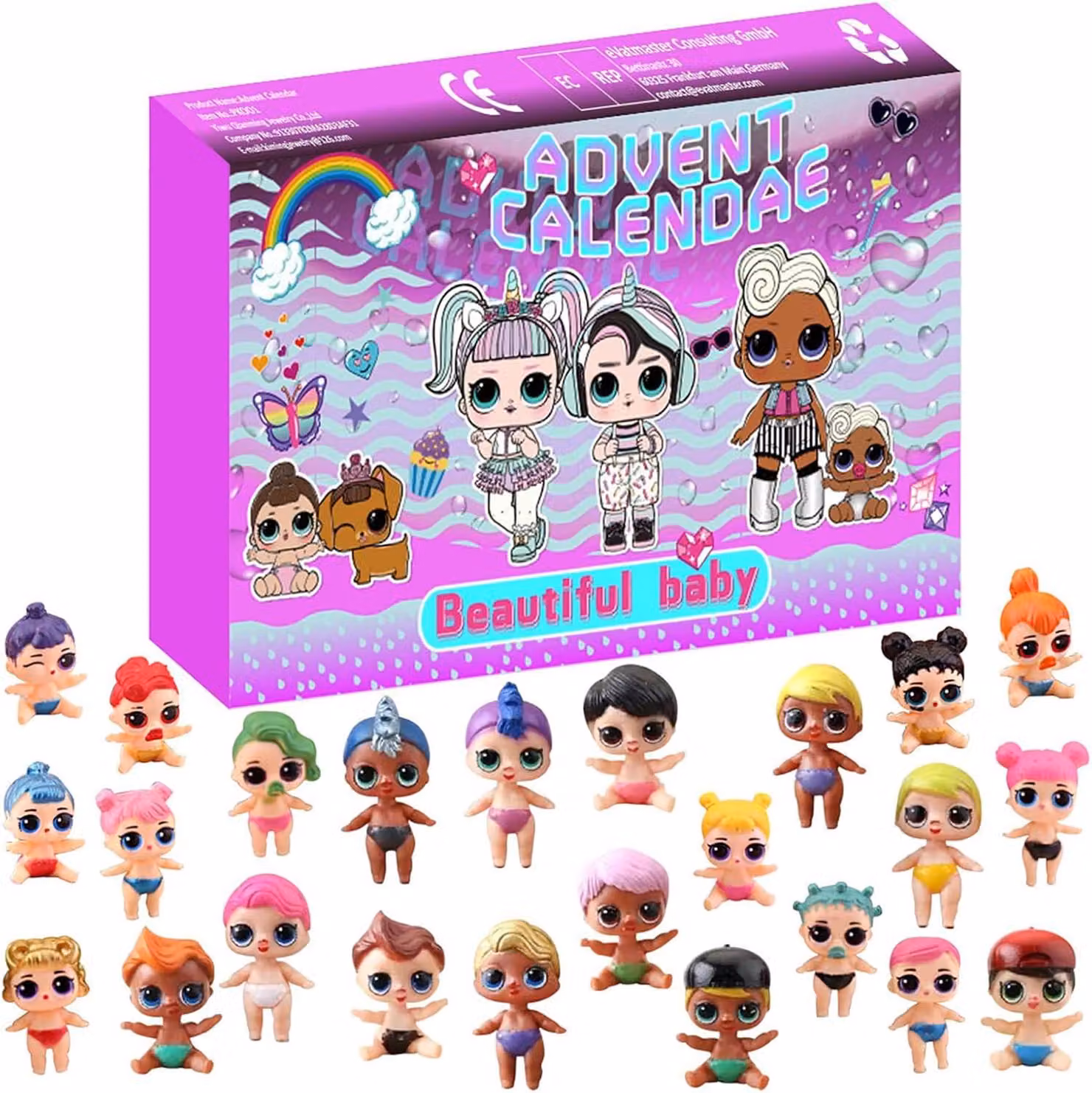 Calendario dell'Avvento 2025 per bambine - Calendario dell'Avvento con bambole 2025 - 24 giorni per contare i giorni fino a Natale - Contiene 24 mini figure