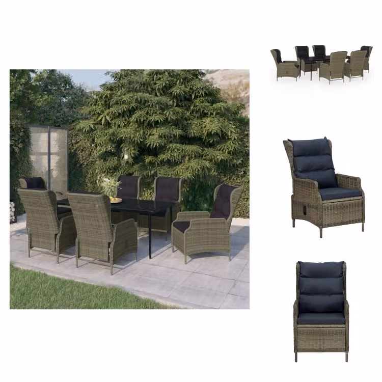 vidaXL set da pranzo da giardino 7 pezzi marrone - Set di mobili da giardino