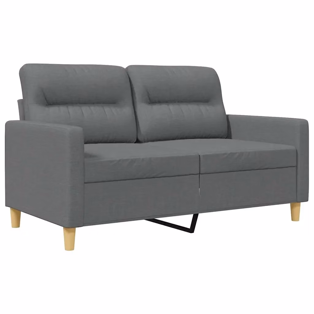 Divano a 2 posti moderno vidaXL in tessuto grigio con struttura in metallo per il tuo soggiorno L: 138 cm, P: 77 cm, H: 80 cm – 2