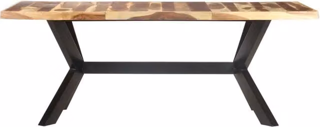 Tavolo da pranzo rettangolare in legno di acacia e rubberwood marrone con struttura a X stile industrial vidaXL L: 100 cm, P: 200 cm, H: 75 cm – 1
