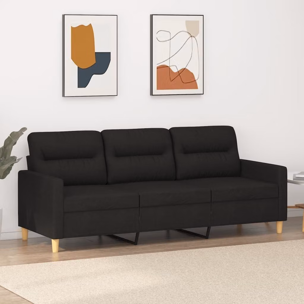 Maison Exclusive - Divano a 3 posti nero 180 cm tessuto