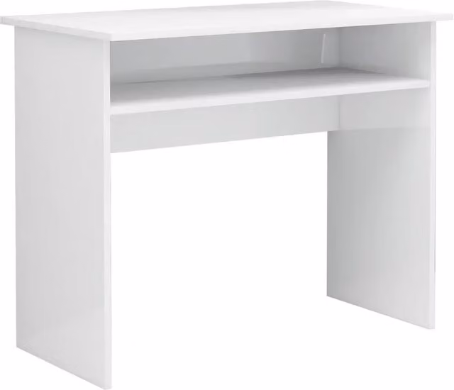 Scrivania moderna in legno MDF bianco lucido L 90 cm x P 50 cm x H 74 cm per ufficio o camera dei bambini – 1