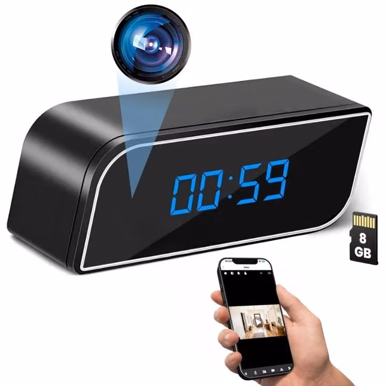 Mini Orologio Telecamera iUni IP99, Full HD, 8GB, 150°, Visione Notturna, Visualizzazione Live su telefono