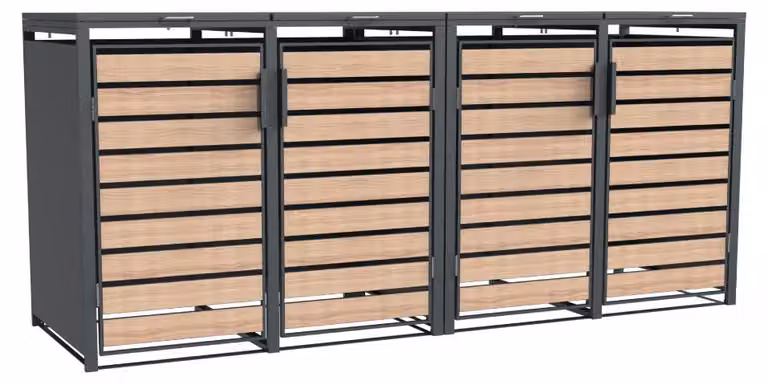 Westmann cassonetto in metallo Lacina 4x240 L antracite/legno 80x264x116 cm