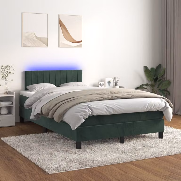 Maison Exclusive - Letto a Molle con Materasso e LED Verde Scuro 120x200cm Velluto