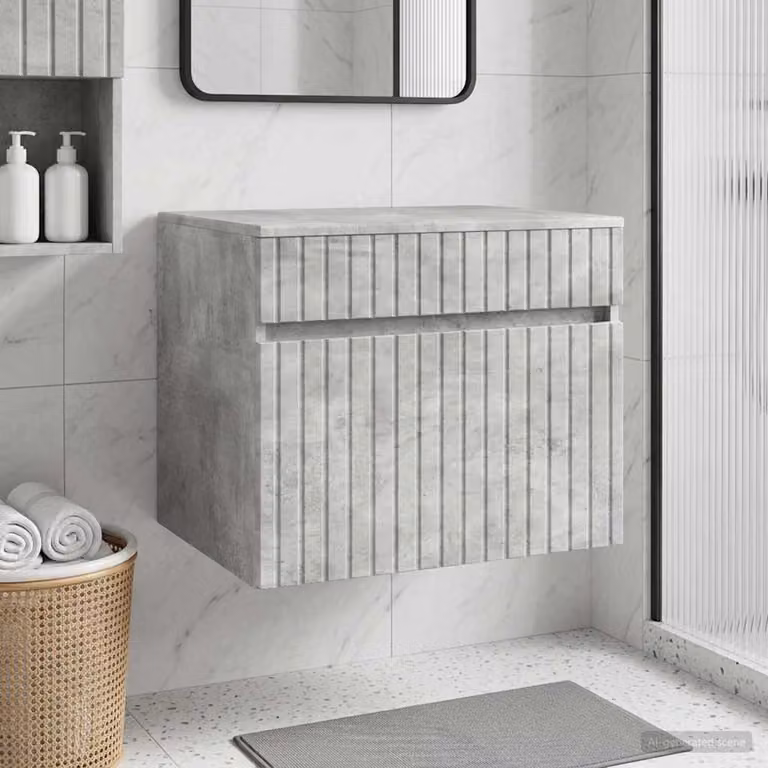 Mobiletto da bagno a muro vidaXL in stile minimalista, colore grigio, L: 59 cm, P: 44,5 cm, H: 50 cm