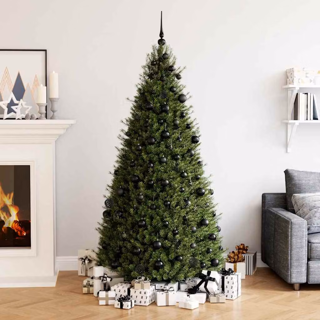 Set di 111 decorazioni natalizie vidaXL nere in polistirene con forme geometriche, stelle e fiocchi di neve
