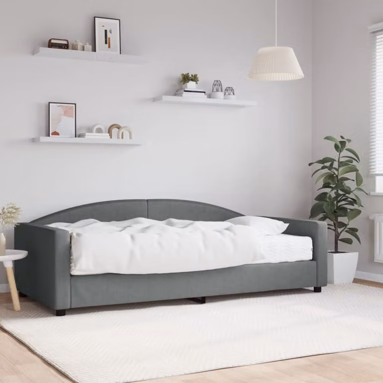Maison Exclusive - Divano letto con materasso, grigio scuro, 100x200 cm, tessuto