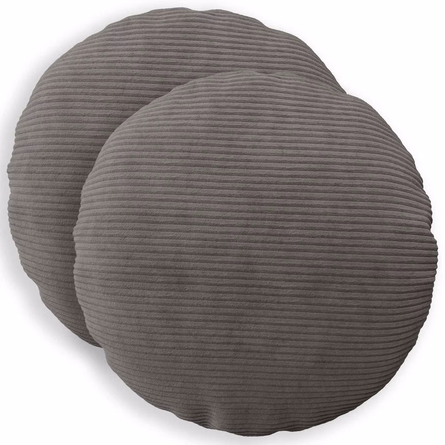 Set di 2 federe rotonde vidaXL HEERLEN in velluto a coste, Grigio, Ø 30 cm