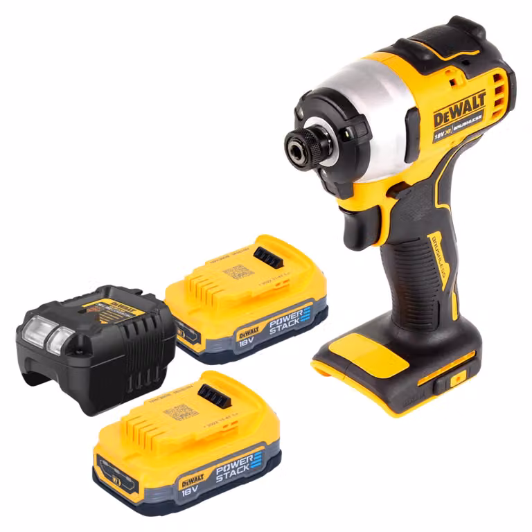 Avvitatore a impulsi a batteria DeWalt DCF 809 E2 18 V 190 Nm 1/4" brushless + 2x batteria Powerstack 1,7 Ah + caricatore