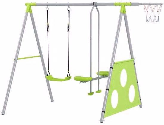 Set di grucce per bambini, da esterno, modello in acciaio verde
