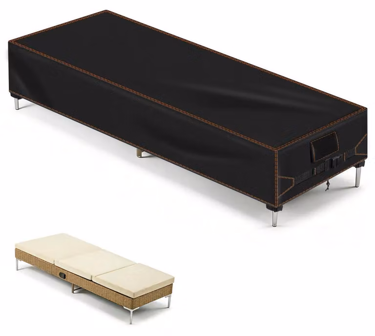 Copertura per sedia da giardino, dimensioni 200x68x30 cm, impermeabile, tessuto Oxford 420D, protezione UV, resistente agli strappi, colore nero