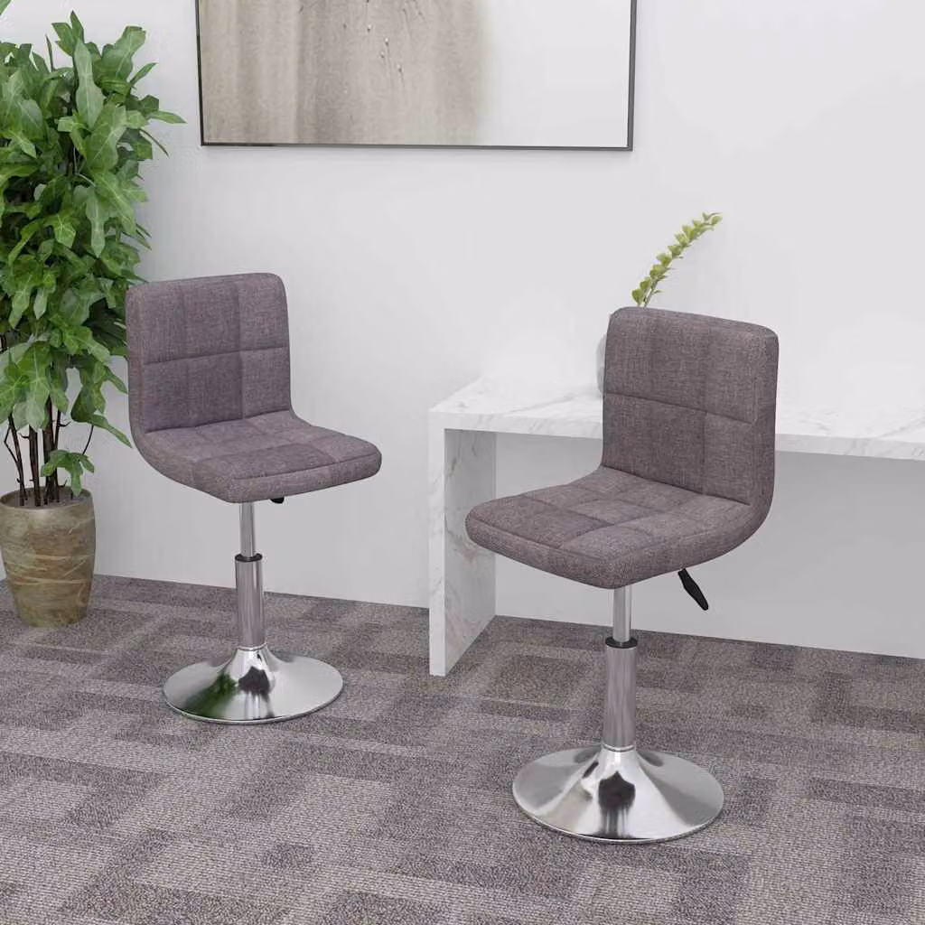 Set di 2 sedie da pranzo girevoli vidaXL in tessuto grigio con base in metallo e plastica per cucina e sala da pranzo