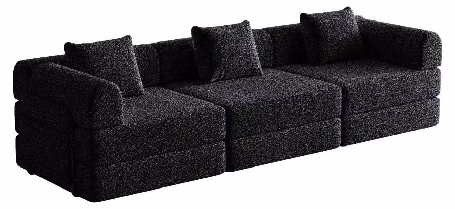 Divano letto 2 in 1 in microfibra - Divano letto - Divano trasformabile in letto - Divano letto singolo - Divano a tre posti - Rivestimento nero