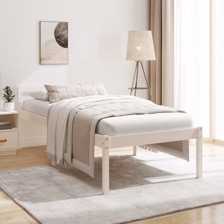 The Living Store Letto Senior bianco 75x190 cm in legno di pino massiccio