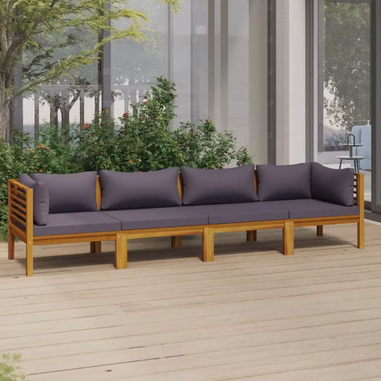 Maison Exclusive - Divano da giardino a 4 posti con cuscini, in legno massello di acacia