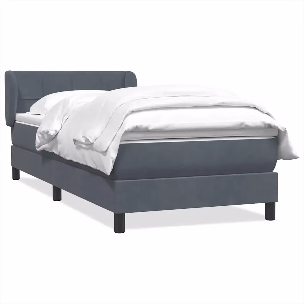 Letto con Giroletto a Molle e Materasso Ibrido vidaXL in Velluto Grigio e Bianco L/P/H: 223 x 83 x 30 cm – 2