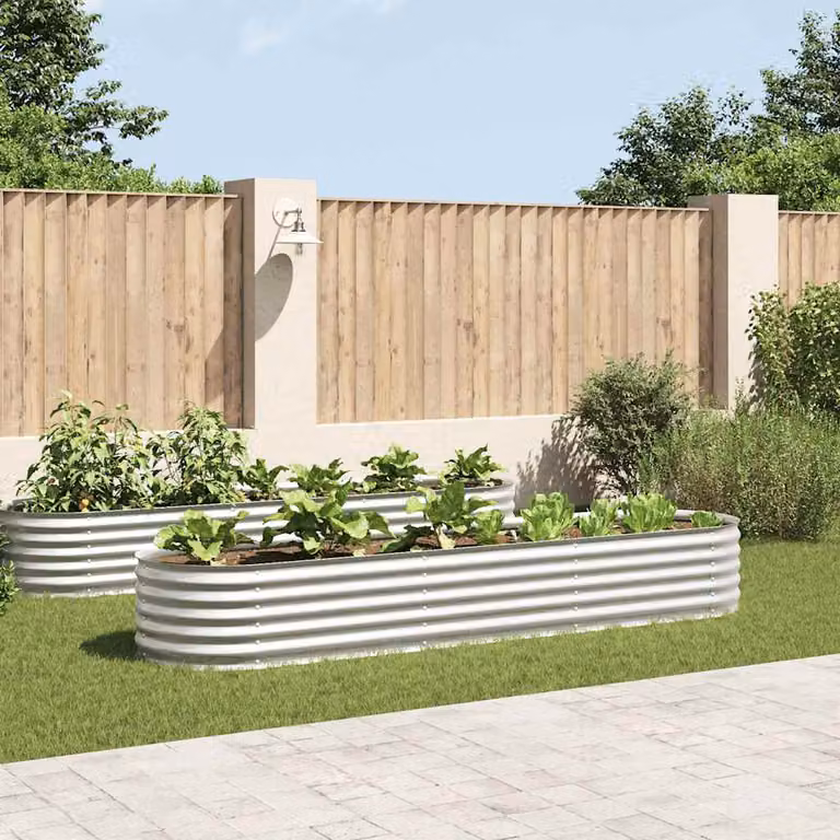 Letto rialzato da giardino vidaXL in acciaio zincato argento L: 320 cm, P: 80 cm, H: 44 cm