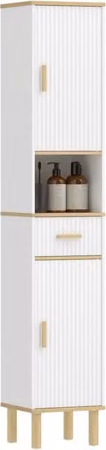 Mobile colonna bagno salvaspazio Xylo con 2 ante, cassetto e ripiano, bianco, H: 171.5 cm, L: 29.7 cm, P: 29.7 cm