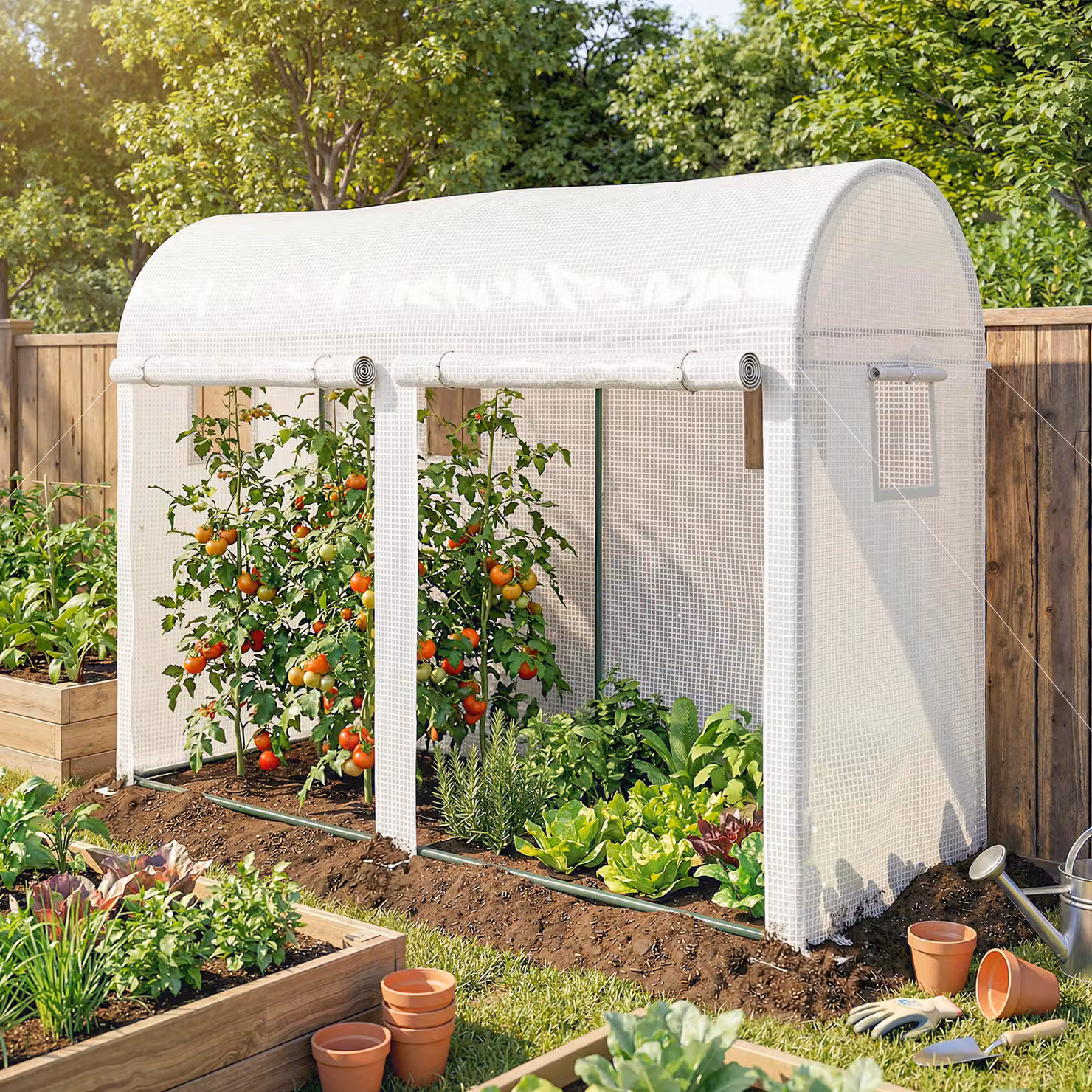 Outsunny Serra Tunnel da Giardino per Orto e Piante, Bianca, L: 300 cm, P: 100 cm, H: 200 cm – 2
