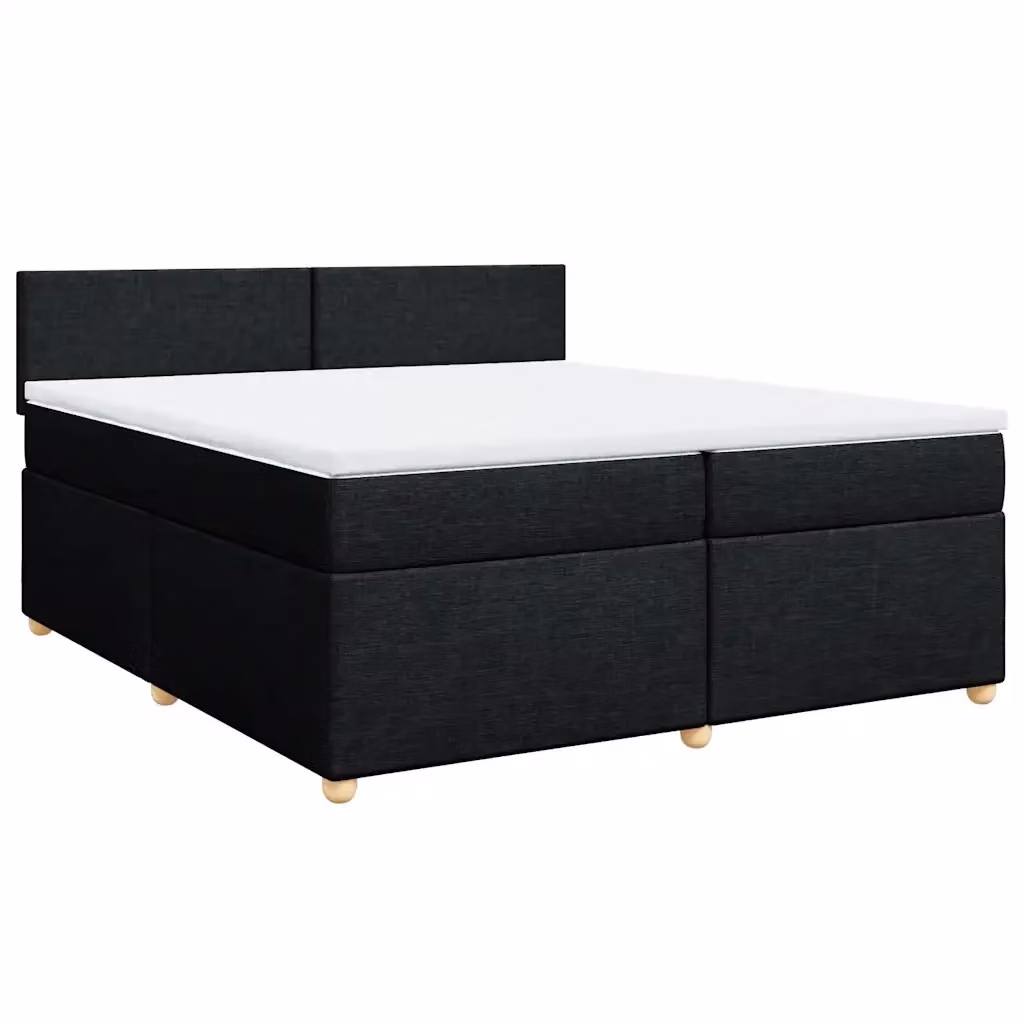 Letto Ibrido vidaXL con Giroletto a Molle e Materasso in Tessuto Nero e Bianco L/P: 200 x 200 cm – 2