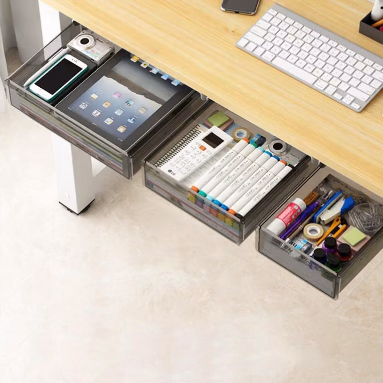 Omgoods - Set di 3 cassetti estraibili da utilizzare sotto la scrivania - Organizzatore per spazio di archiviazione aggiuntivo