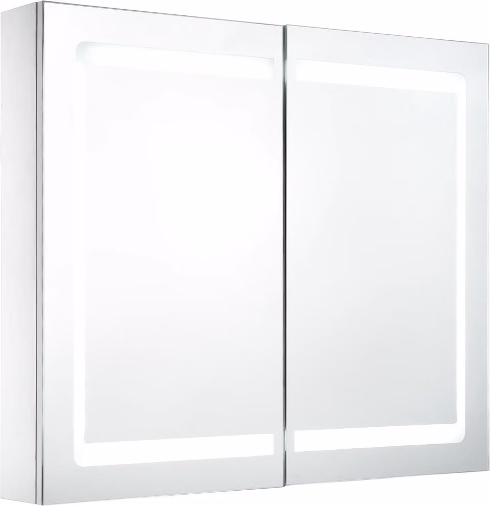 Armadietto Bagno con Specchio e LED 80x12,2x68 cm