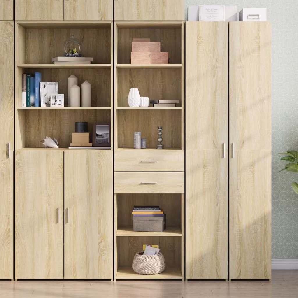 Credenza moderna vidaXL in legno Rovere Sonoma, colore beige e marrone, L: 50 cm, P: 42,5 cm, H: 185 cm