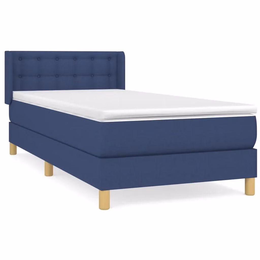 vidaXL Giroletto a Molle con Materasso Blu e Bianco in Tessuto, L/P/H: 90 x 200 x 88 cm – 2