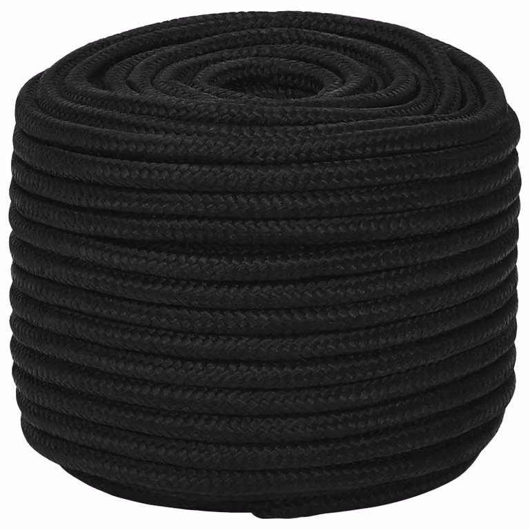 Corda multiuso vidaXL in poliestere rivestita in plastica, Nero, Lunghezza: 25 m, Diametro: 14 mm