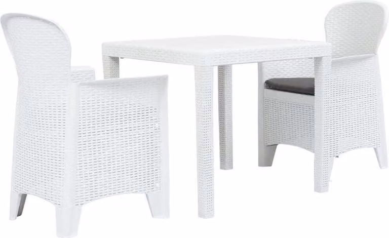 Maison Exclusive - Set da bistrot in 3 pezzi, design in plastica bianca effetto rattan